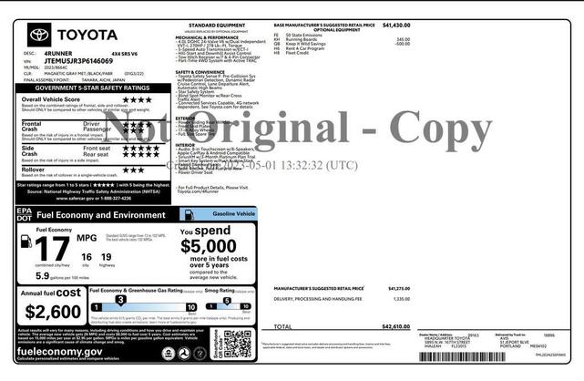Used cars for sale 2023 Toyota 4Runner SR5, price is 37673, vin JTEMU5JR3P6146069 in Tempe, AZ, dealer name is Bill Luke Tempe Best Dream car image